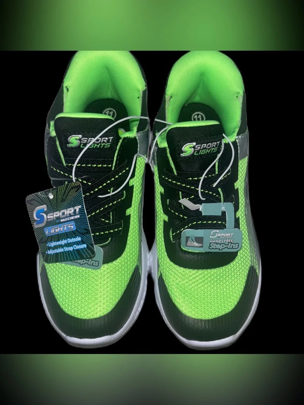 Sport Lights by Skechers Kids Step-ins Sneakers Bright Green & Black Size 11
